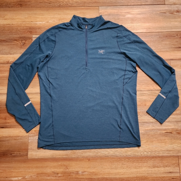 Arc'Teryx Pullover Shirt Men's L Teal Cormac Zip Neck Long Sleeve - Picture 1 of 9